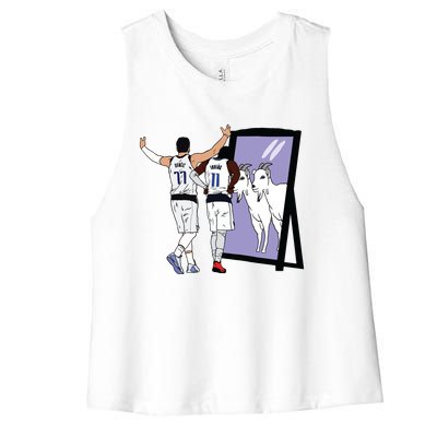 Luka Doncic And Kyrie Irving Mirror Goats Dallas Women's Racerback Cropped Tank