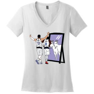 Luka Doncic And Kyrie Irving Mirror Goats Dallas Women's V-Neck T-Shirt