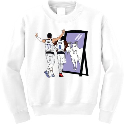 Luka Doncic And Kyrie Irving Mirror Goats Dallas Kids Sweatshirt