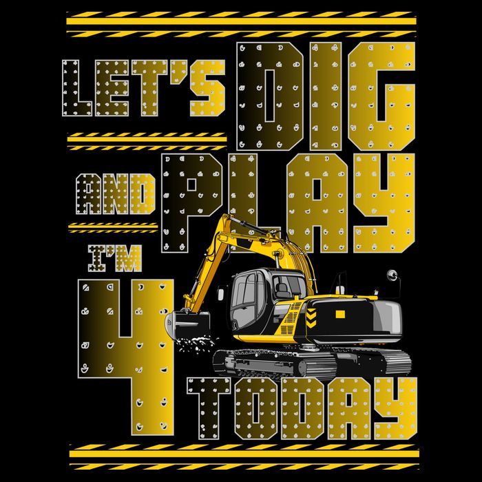 Let's Dig And Play I'm 4 Today 4th Birthday Party Excavator Backpack