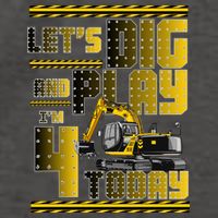 Let's Dig And Play I'm 4 Today 4th Birthday Party Excavator Vector Backpack