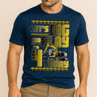 Let's Dig And Play I'm 4 Today 4th Birthday Party Excavator Cooling Performance Crew T-Shirt