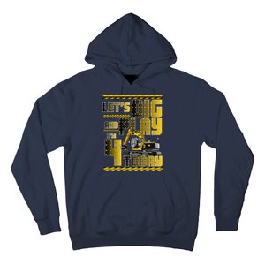 Let's Dig And Play I'm 4 Today 4th Birthday Party Excavator Hoodie