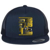 Let's Dig And Play I'm 4 Today 4th Birthday Party Excavator Flatbill Hat