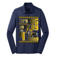 Let's Dig And Play I'm 4 Today 4th Birthday Party Excavator Silk Touch Performance Long Sleeve Polo