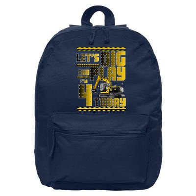 Let's Dig And Play I'm 4 Today 4th Birthday Party Excavator 16 in Basic Backpack
