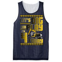 Let's Dig And Play I'm 4 Today 4th Birthday Party Excavator Mesh Reversible Basketball Jersey Tank