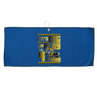 Let's Dig And Play I'm 4 Today 4th Birthday Party Excavator Large Microfiber Waffle Golf Towel