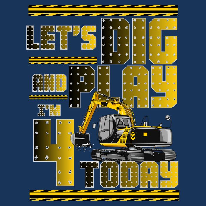 Let's Dig And Play I'm 4 Today 4th Birthday Party Excavator Premium T-Shirt