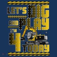 Let's Dig And Play I'm 4 Today 4th Birthday Party Excavator Pom Pom 12in Knit Beanie