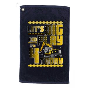 Let's Dig And Play I'm 4 Today 4th Birthday Party Excavator Platinum Collection Golf Towel