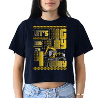 Let's Dig And Play I'm 4 Today 4th Birthday Party Excavator Crop Top