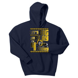 Let's Dig And Play I'm 4 Today 4th Birthday Party Excavator Kids Hoodie