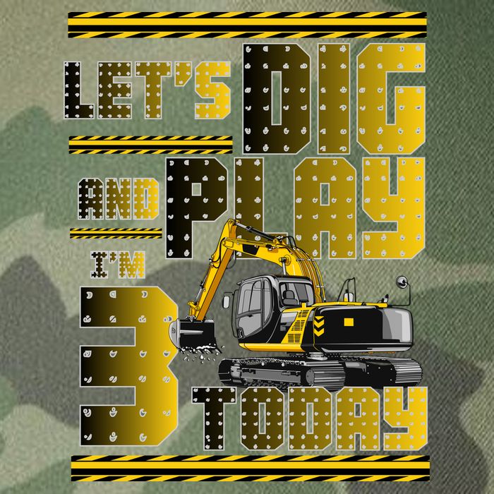 Let's Dig And Play I'm 3 Today 3rd Birthday Party Excavator Legacy Tie Dye Trucker Hat
