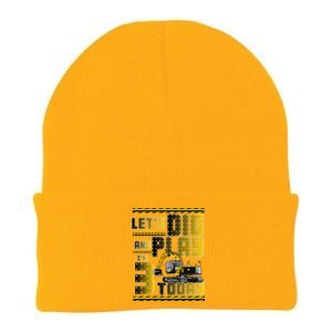 Let's Dig And Play I'm 3 Today 3rd Birthday Party Excavator Knit Cap Winter Beanie