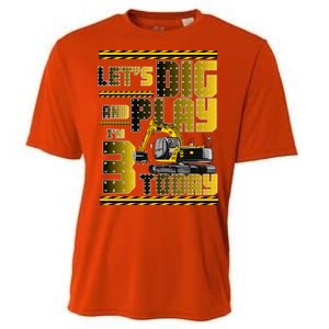 Let's Dig And Play I'm 3 Today 3rd Birthday Party Excavator Cooling Performance Crew T-Shirt