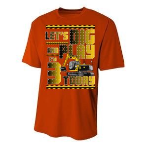 Let's Dig And Play I'm 3 Today 3rd Birthday Party Excavator Performance Sprint T-Shirt