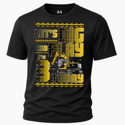 Let's Dig And Play I'm 3 Today 3rd Birthday Party Excavator Performance Shirt