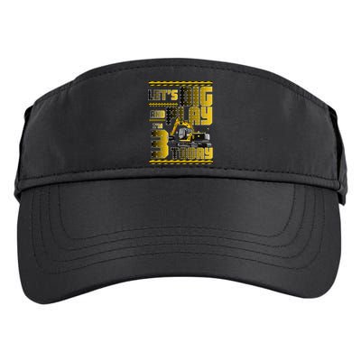 Let's Dig And Play I'm 3 Today 3rd Birthday Party Excavator Adult Drive Performance Visor