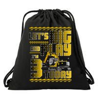 Let's Dig And Play I'm 3 Today 3rd Birthday Party Excavator Drawstring Bag