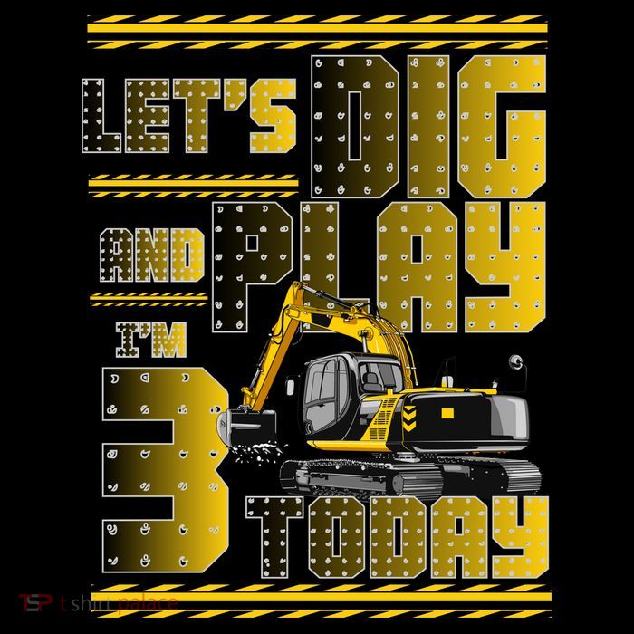 Let's Dig And Play I'm 3 Today 3rd Birthday Party Excavator Pom Pom 12in Knit Beanie