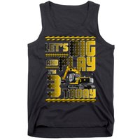 Let's Dig And Play I'm 3 Today 3rd Birthday Party Excavator Tank Top