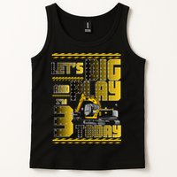 Let's Dig And Play I'm 3 Today 3rd Birthday Party Excavator Tank Top
