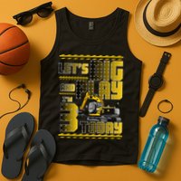 Let's Dig And Play I'm 3 Today 3rd Birthday Party Excavator Tank Top