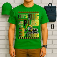 Let's Dig And Play I'm 3 Today 3rd Birthday Party Excavator T-Shirt