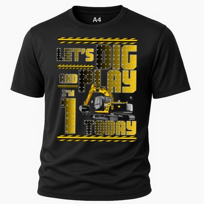 Let's Dig And Play I'm 1 Today 1st Birthday Party Excavator Performance Shirt