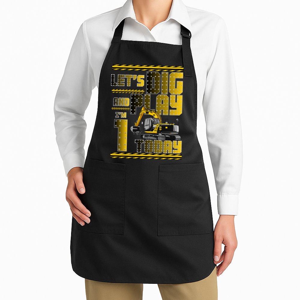 Let's Dig And Play I'm 1 Today 1st Birthday Party Excavator Apron