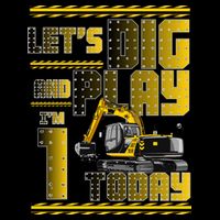 Let's Dig And Play I'm 1 Today 1st Birthday Party Excavator Drawstring Bag