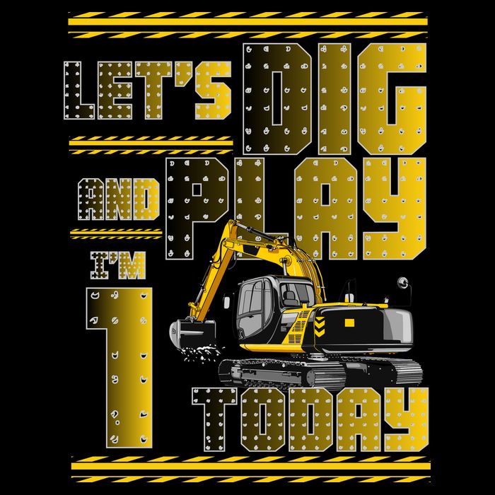 Let's Dig And Play I'm 1 Today 1st Birthday Party Excavator Drawstring Bag
