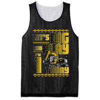 Let's Dig And Play I'm 1 Today 1st Birthday Party Excavator Mesh Reversible Basketball Jersey Tank