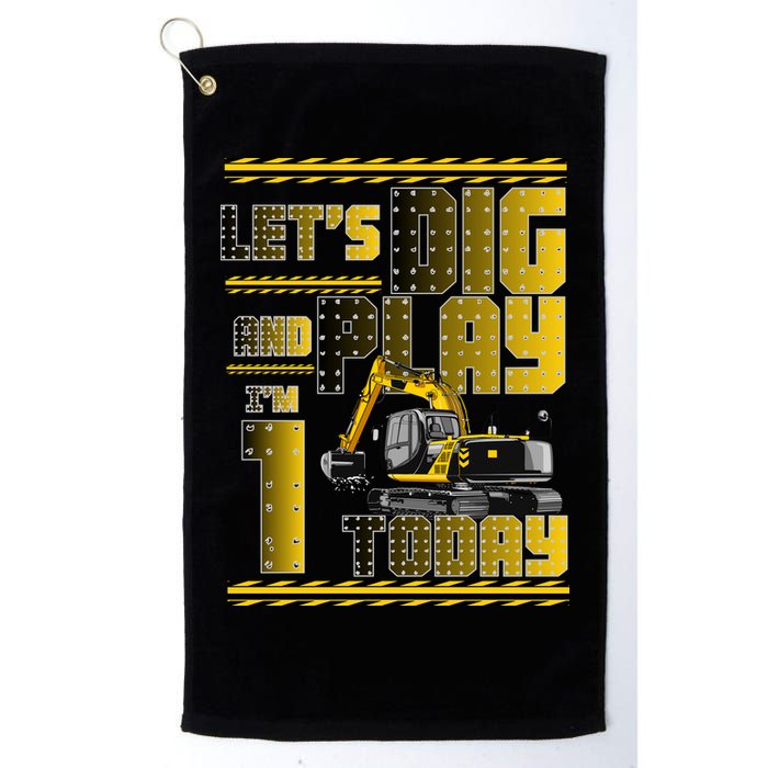 Let's Dig And Play I'm 1 Today 1st Birthday Party Excavator Golf Towel