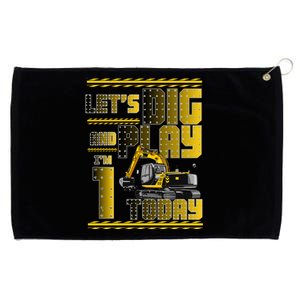 Let's Dig And Play I'm 1 Today 1st Birthday Party Excavator Grommeted Golf Towel