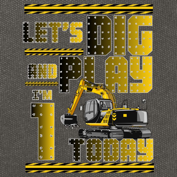 Let's Dig And Play I'm 1 Today 1st Birthday Party Excavator Cotton Canvas Backpack