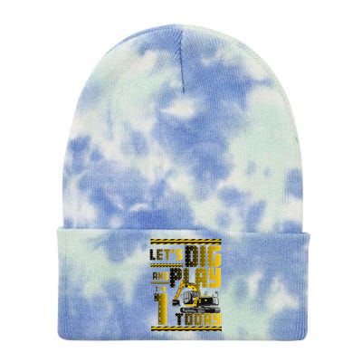 Let's Dig And Play I'm 1 Today 1st Birthday Party Excavator Tie Dye 12in Knit Beanie