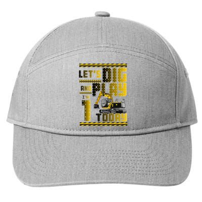 Let's Dig And Play I'm 1 Today 1st Birthday Party Excavator 7-Panel Snapback Hat