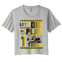 Let's Dig And Play I'm 1 Today 1st Birthday Party Excavator Crop Top