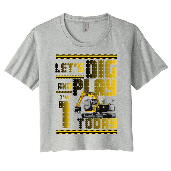 Let's Dig And Play I'm 1 Today 1st Birthday Party Excavator Crop Top