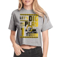 Let's Dig And Play I'm 1 Today 1st Birthday Party Excavator Crop Top