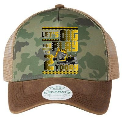 Let's Dig And Play I'm 2 Today 2nd Birthday Party Excavator Legacy Tie Dye Trucker Hat