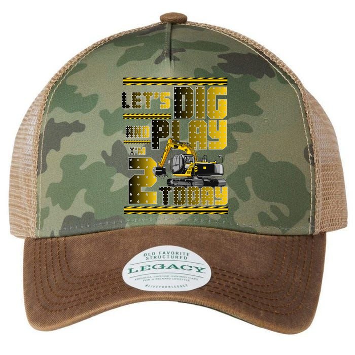 Let's Dig And Play I'm 2 Today 2nd Birthday Party Excavator Legacy Tie Dye Trucker Hat
