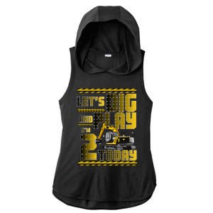 Let's Dig And Play I'm 2 Today 2nd Birthday Party Excavator Ladies PosiCharge Tri-Blend Wicking Draft Hoodie Tank