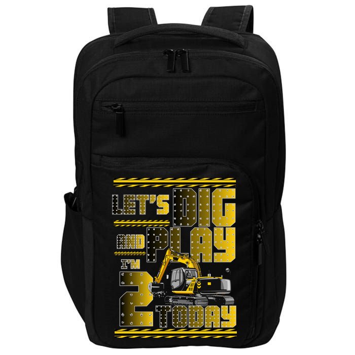 Let's Dig And Play I'm 2 Today 2nd Birthday Party Excavator Impact Tech Backpack