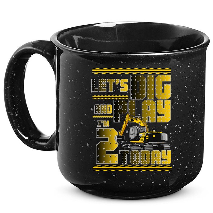 Let's Dig And Play I'm 2 Today 2nd Birthday Party Excavator 15oz Campfire Ceramic Mug