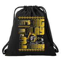 Let's Dig And Play I'm 2 Today 2nd Birthday Party Excavator Drawstring Bag