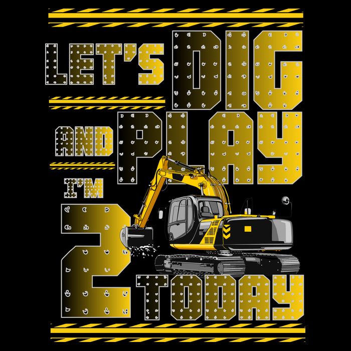 Let's Dig And Play I'm 2 Today 2nd Birthday Party Excavator Drawstring Bag