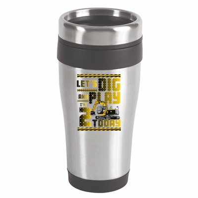 Let's Dig And Play I'm 2 Today 2nd Birthday Party Excavator 16oz Travel Tumbler